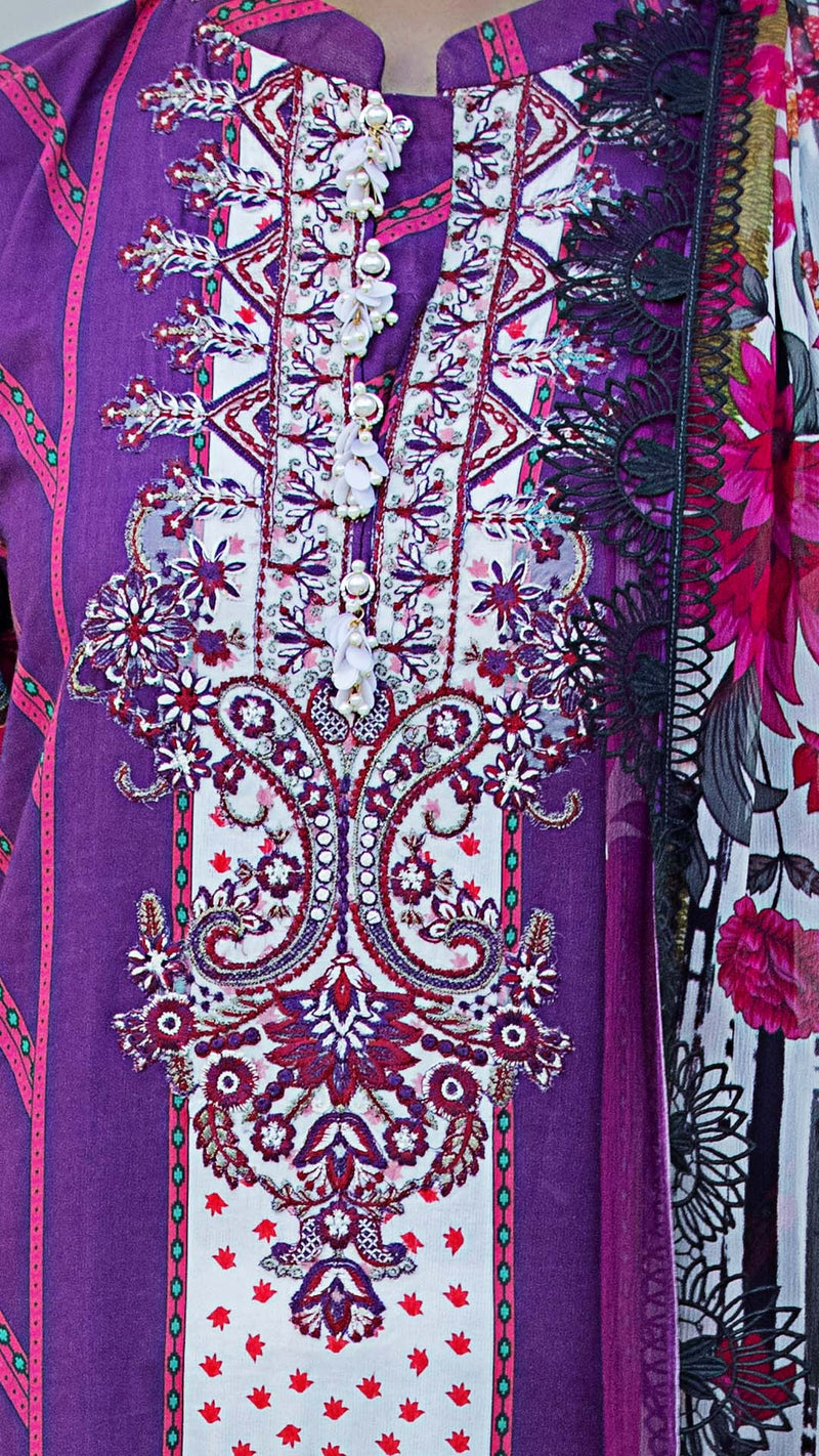 Teardrop - 2PC Print Embroidered Lawn Suit