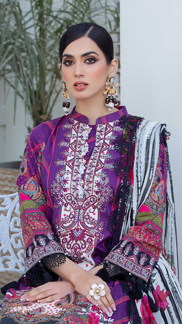 Teardrop - 2PC Print Embroidered Lawn Suit