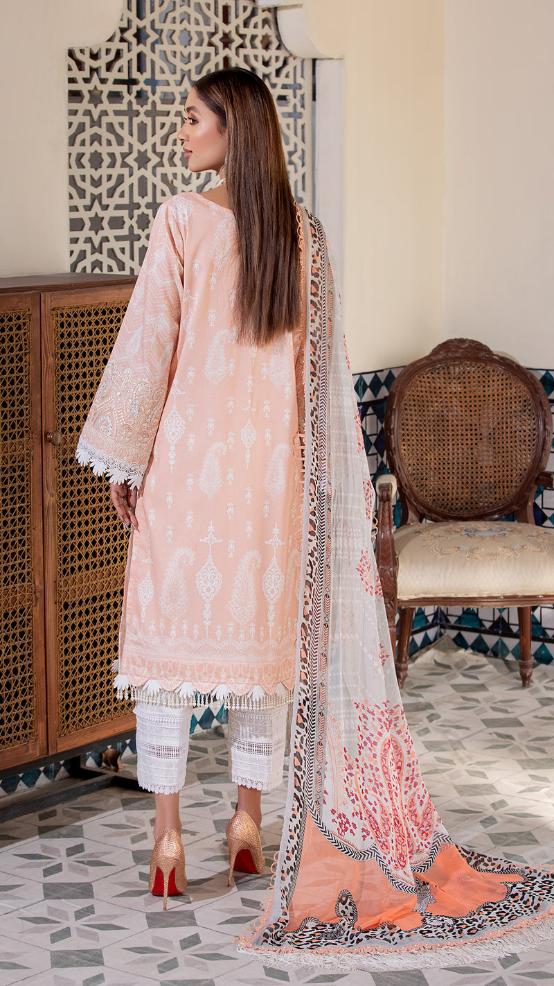 Deamflum - 3PC Print Embroidered Lawn Suit