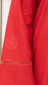 2PC - Pret - Red Embroidered