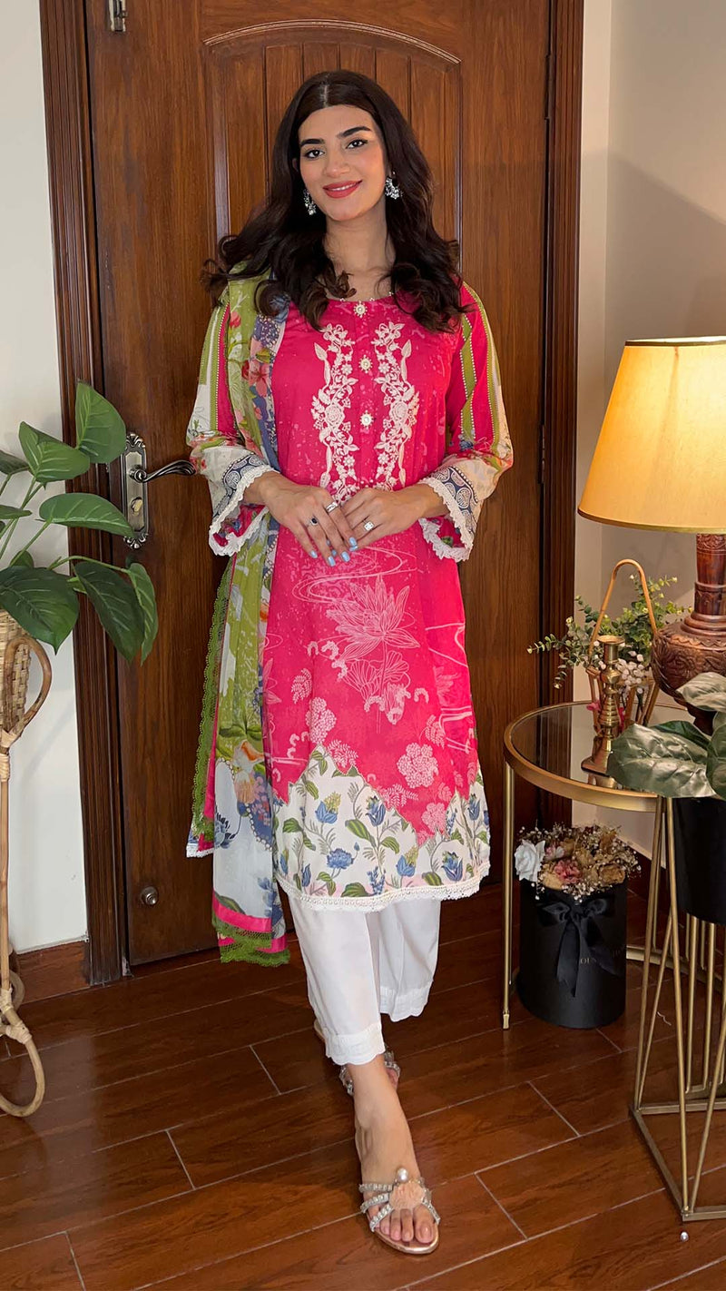 Aurora - 2PC Print Embroidered Lawn Suit